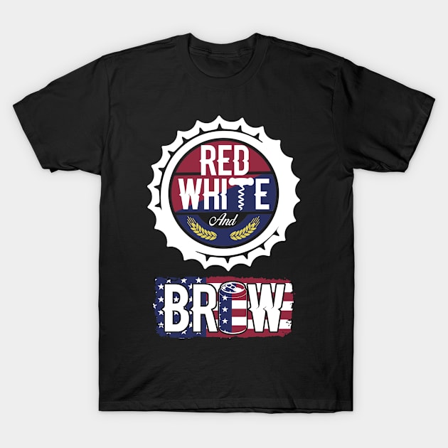 RED WHITE and BREW USA T-Shirt by paola.illustrations